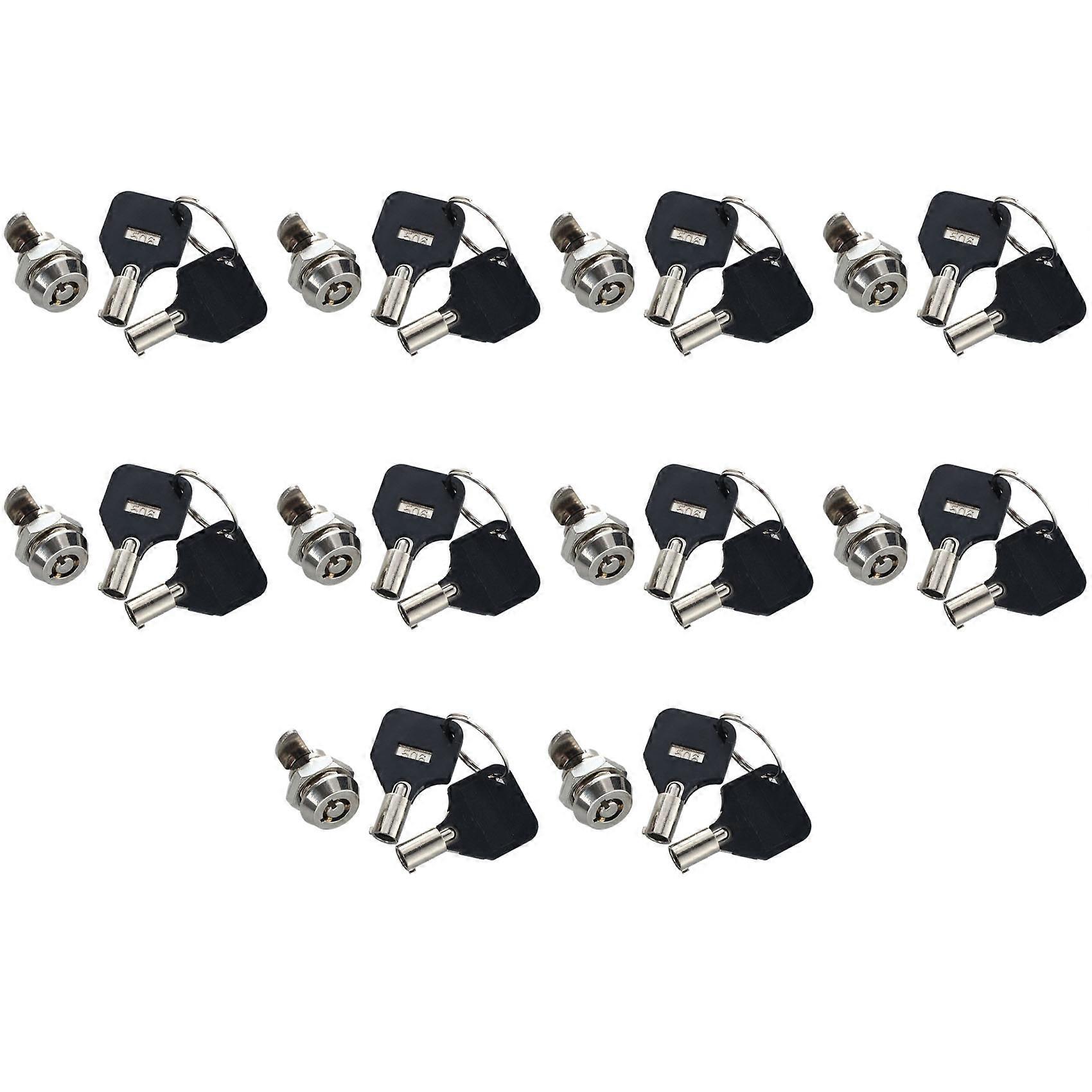 10pcs 12mm Threaded Keyed Quarter Turn Cam Lock for Drawer Box Locker