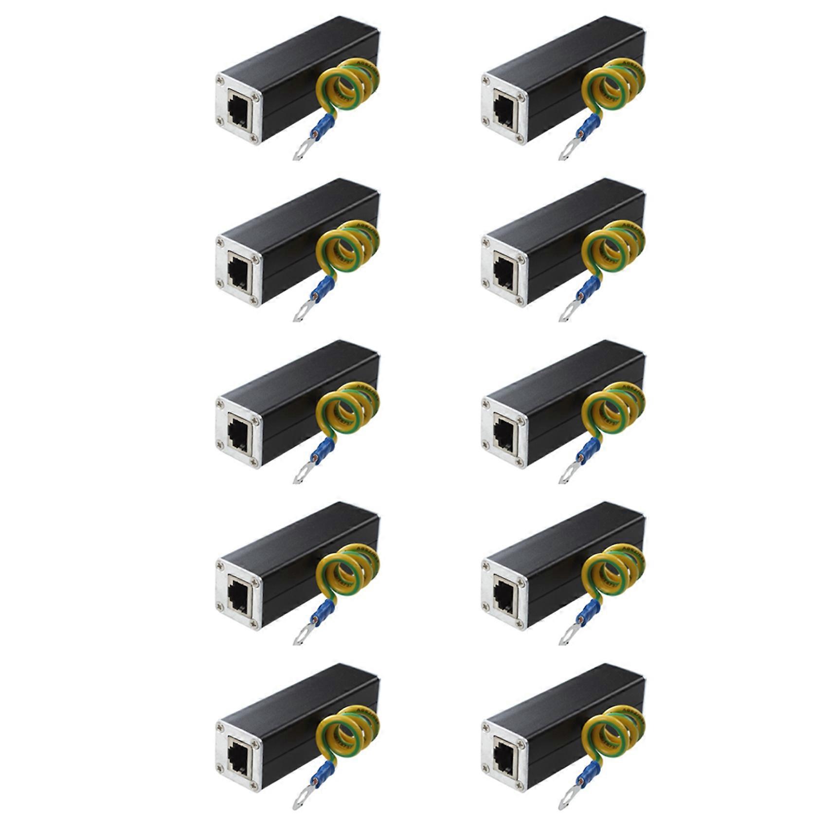 10X RJ45 Plug Ethernet Network Surge Protector Thunder Arrester 100MHz