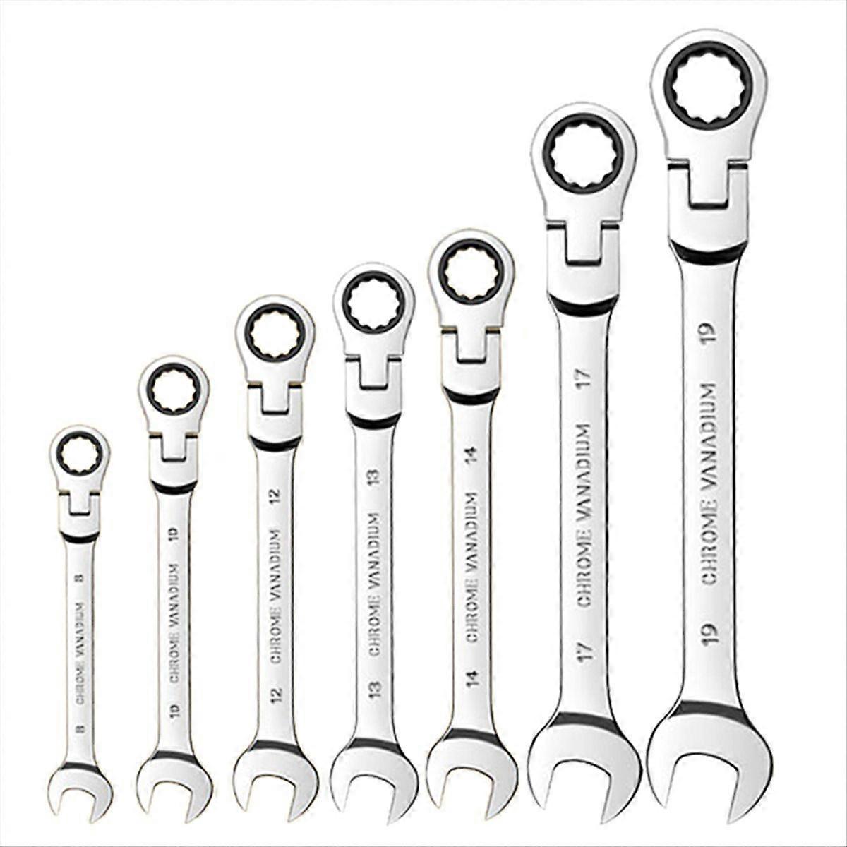 7PCS Ratcheting Wrench Set, Standard Metric Combination Wrenches Set