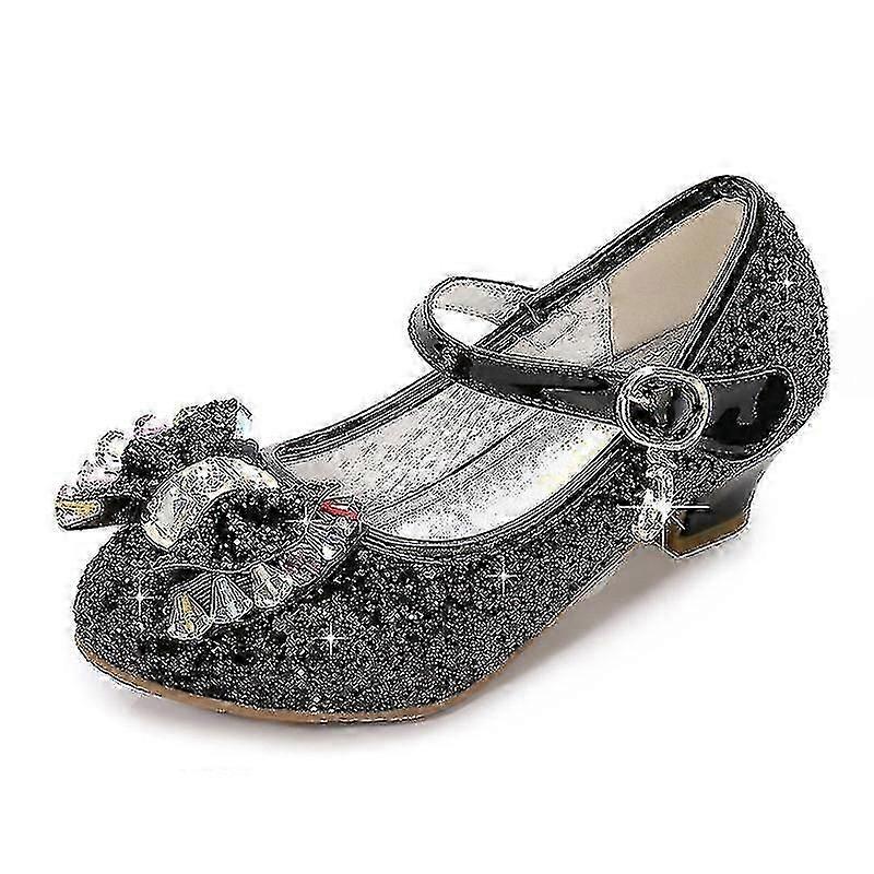 Dětské kožené boty pro dívky Princess Glitter Dětské dívčí boty na vysokém podpatku 3d779