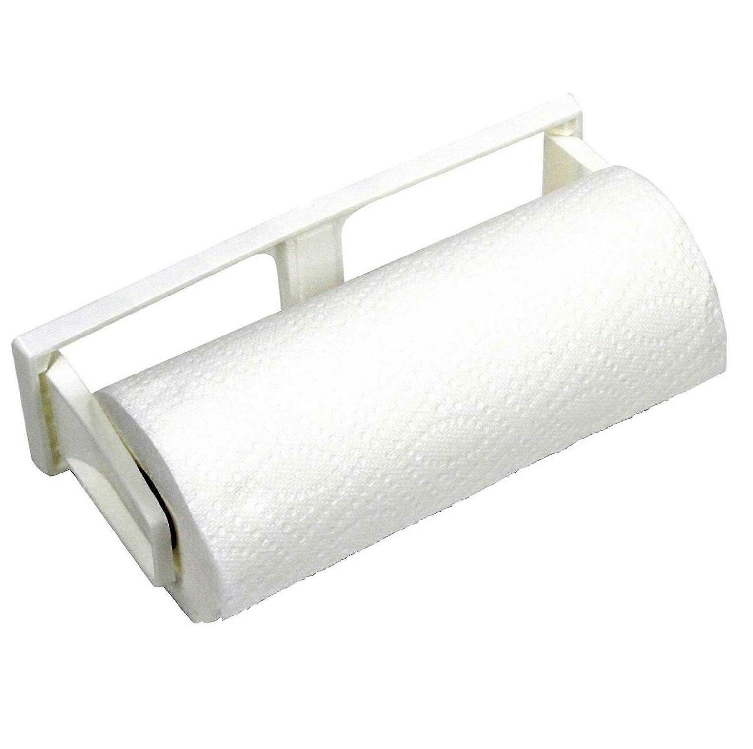 Chef Craft Durable Plastic Wall Mount Paper Towel Roll Holder, White