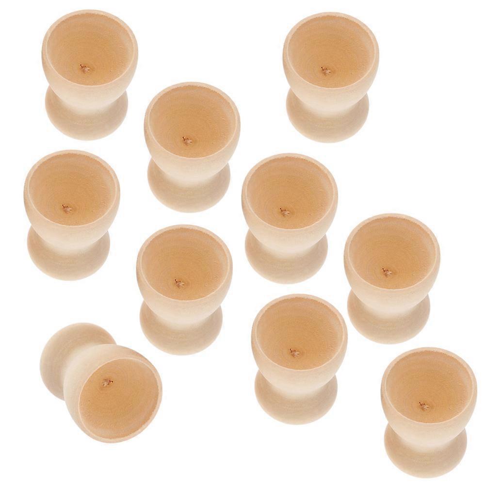 12Pcs Wood Egg Cup for Children's DIY Easter Graffiti and Interesting Egg Cups