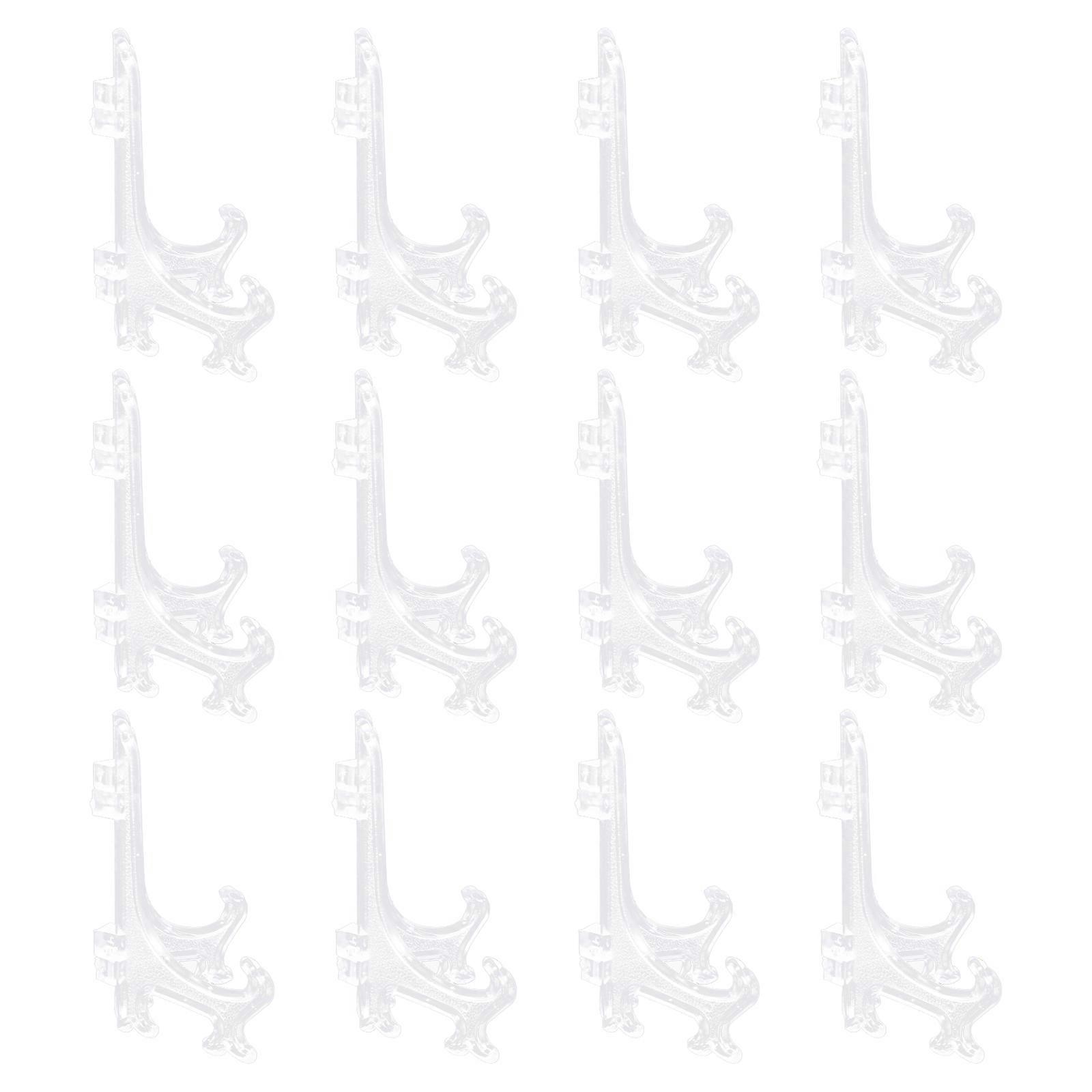 12pcs Transparent Easel Frame Bracket Plate Holders Clear Stands for Display