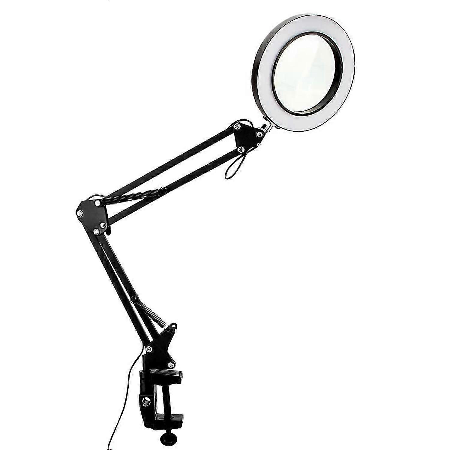 10X Magnifying Glass with Light and 3 Color Modes 10 Brightness Adjustable Magnifying Desk Lamp for
