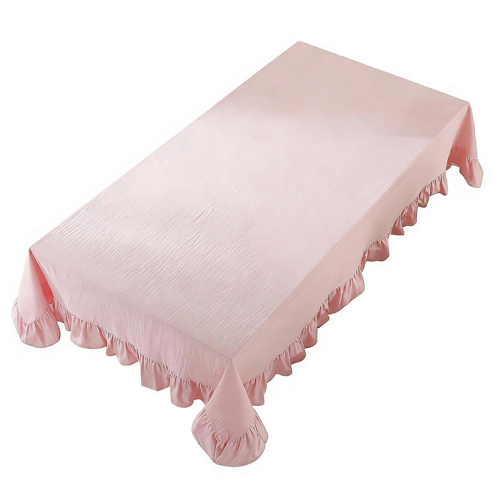 Linen Ruffled Tablecloth, Breathable Cotton Blend, Round/Rectangular for Dining & Kitchen