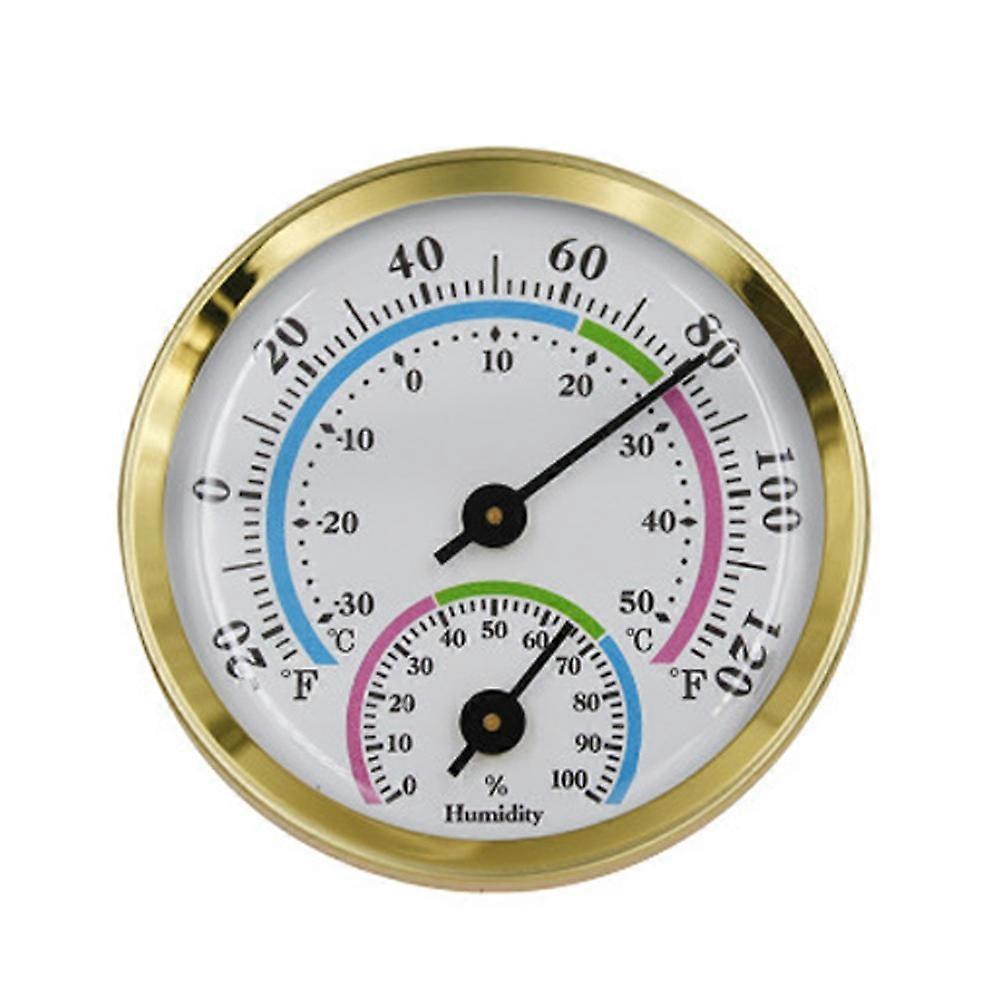 2 in 1 Gauge Mini Pointer Thermometer No Battery Required Diameter 58MM Temperature Meter Round Pointer Type Metal Case