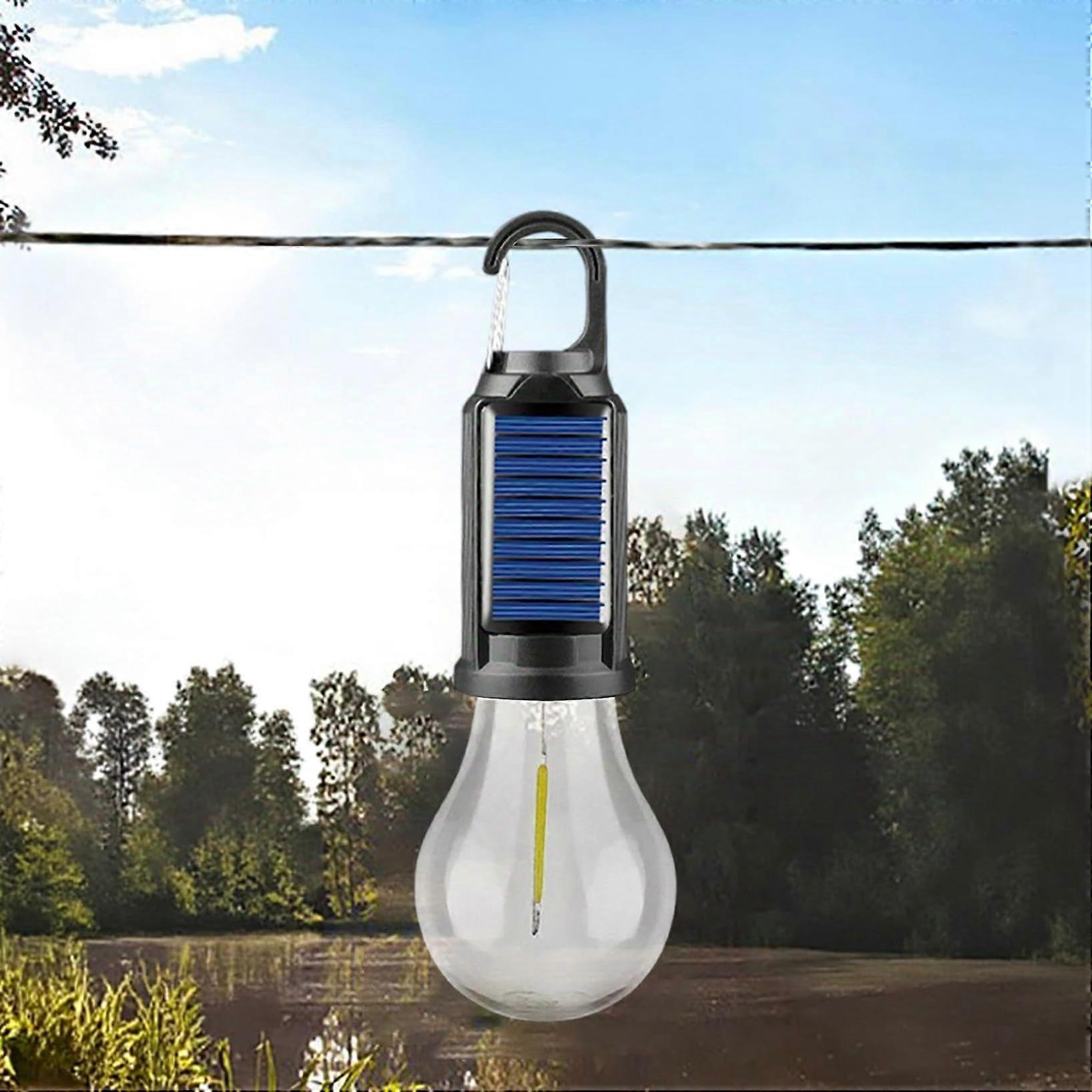 Camping Lantern Solar Powered LED Tent Light, Rechargeable USB, Adjustable Modes with Hanging Hook