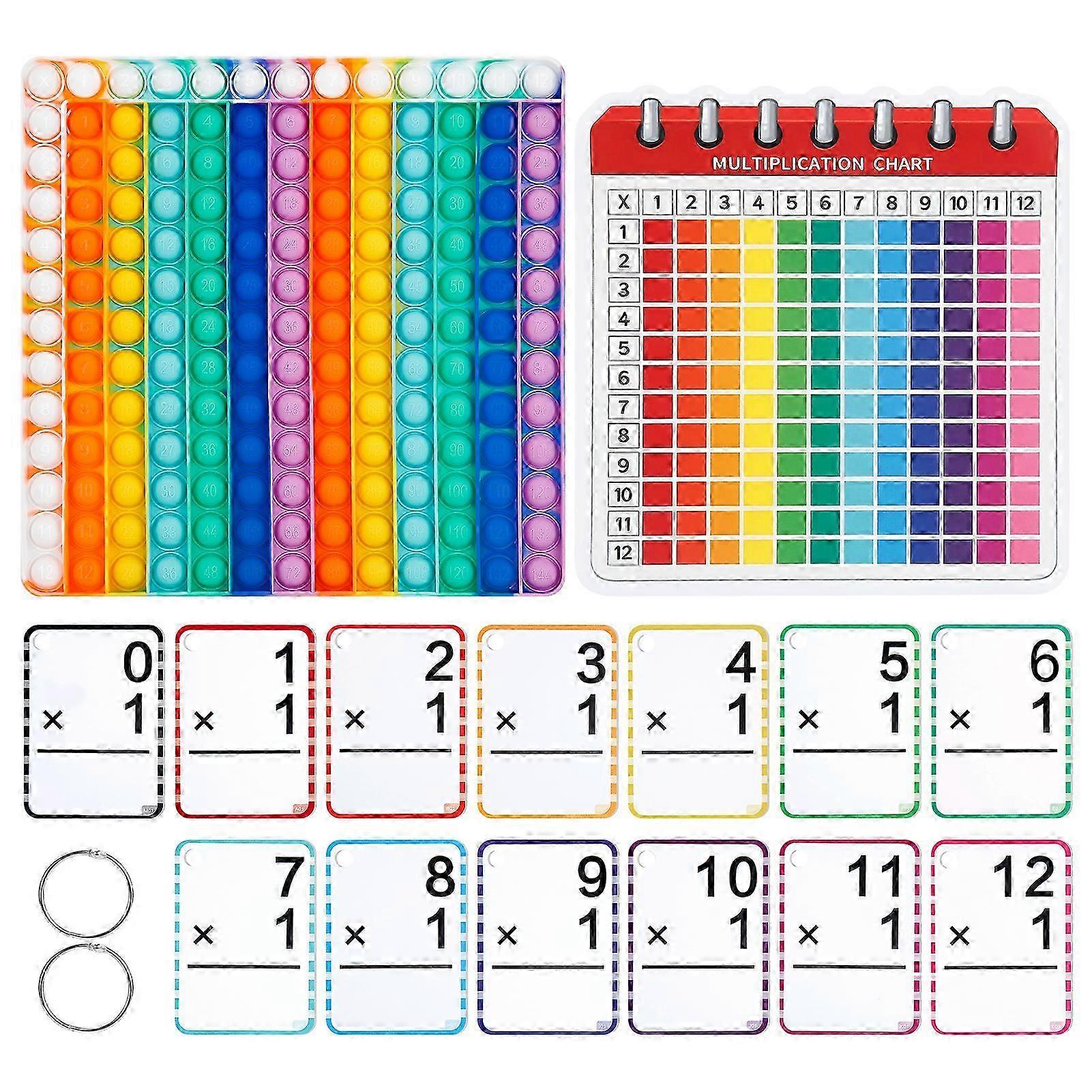 Math Flash Cards/Fidgets Chart Set Multiplication Math Cards Kit for Kid Ages 8 up Table Math Game Toy