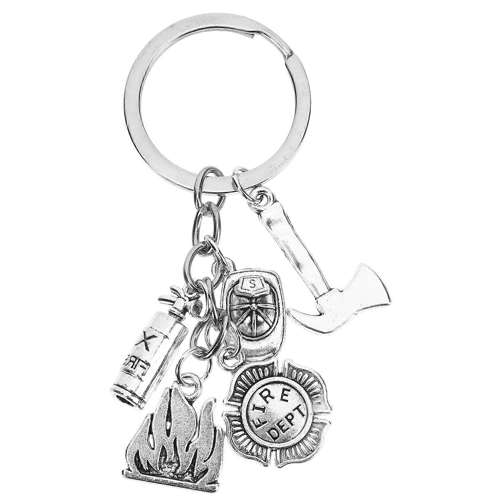Delicate Firefighter Keychain 2Pcs Shape Everyday Use Key Decor Silver Color
