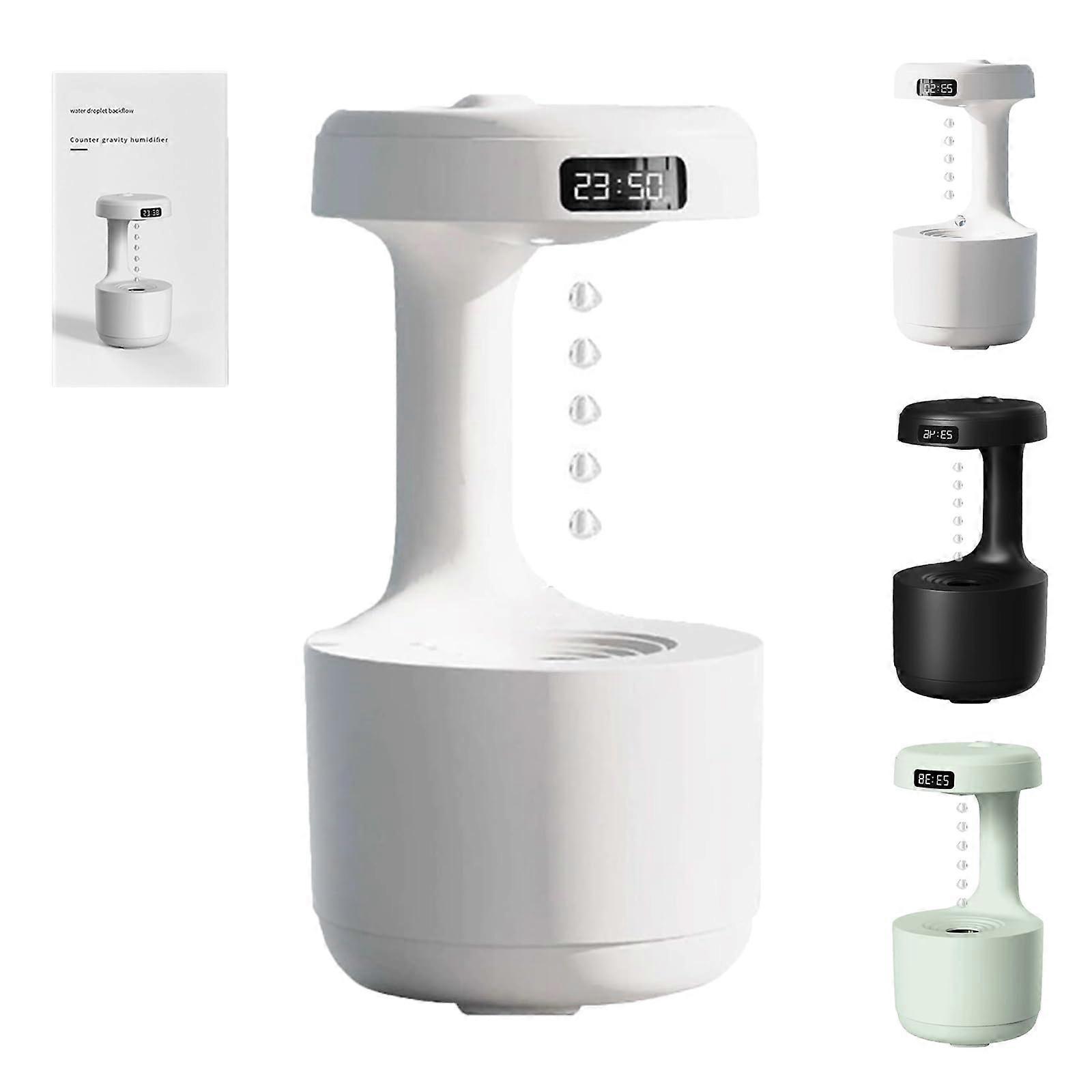 Antigravity Rain Effect Humidifier with LED Clock, Quiet Large Capacity Aroma Diffuser for Bedroom