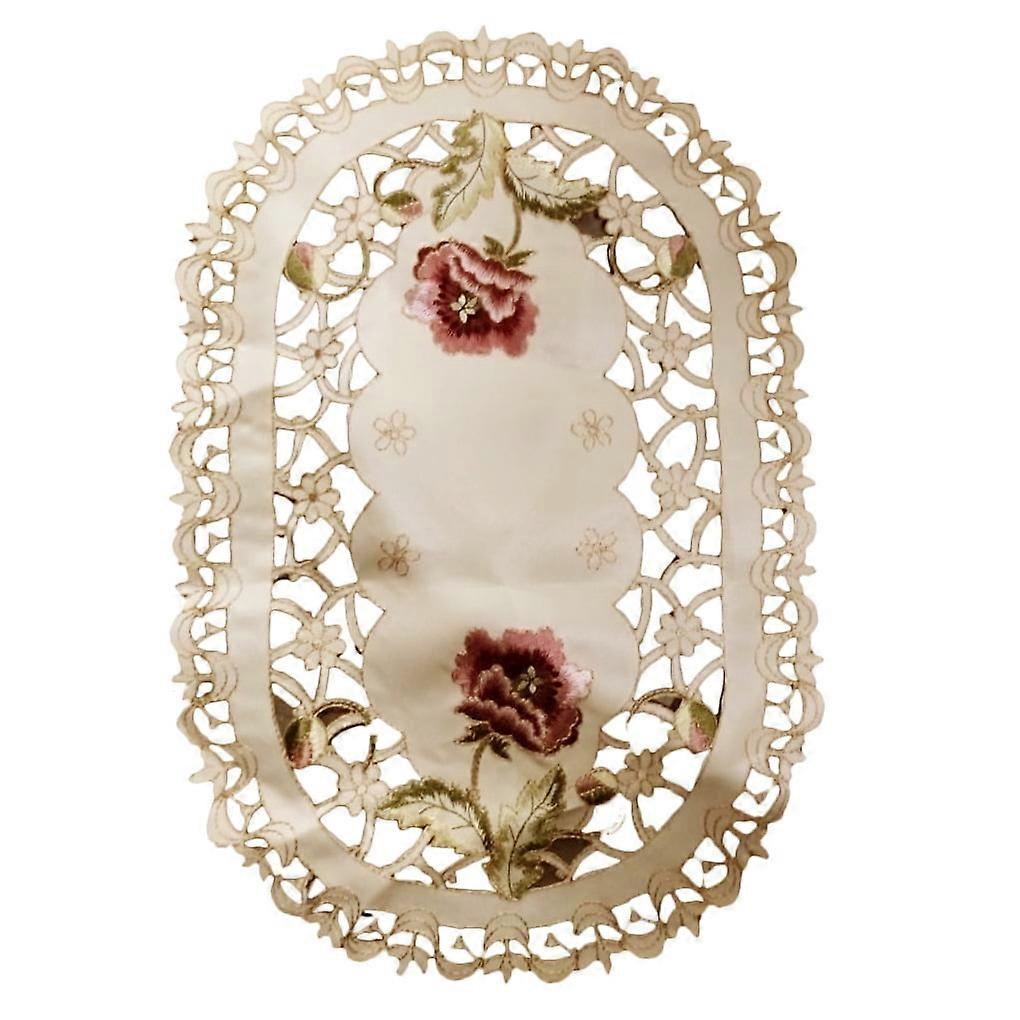 Jygee Simple Design Table Runner Flag Shaped Embroidered Polyester Coffee Tea Desk Tablecloth Placemat Decor