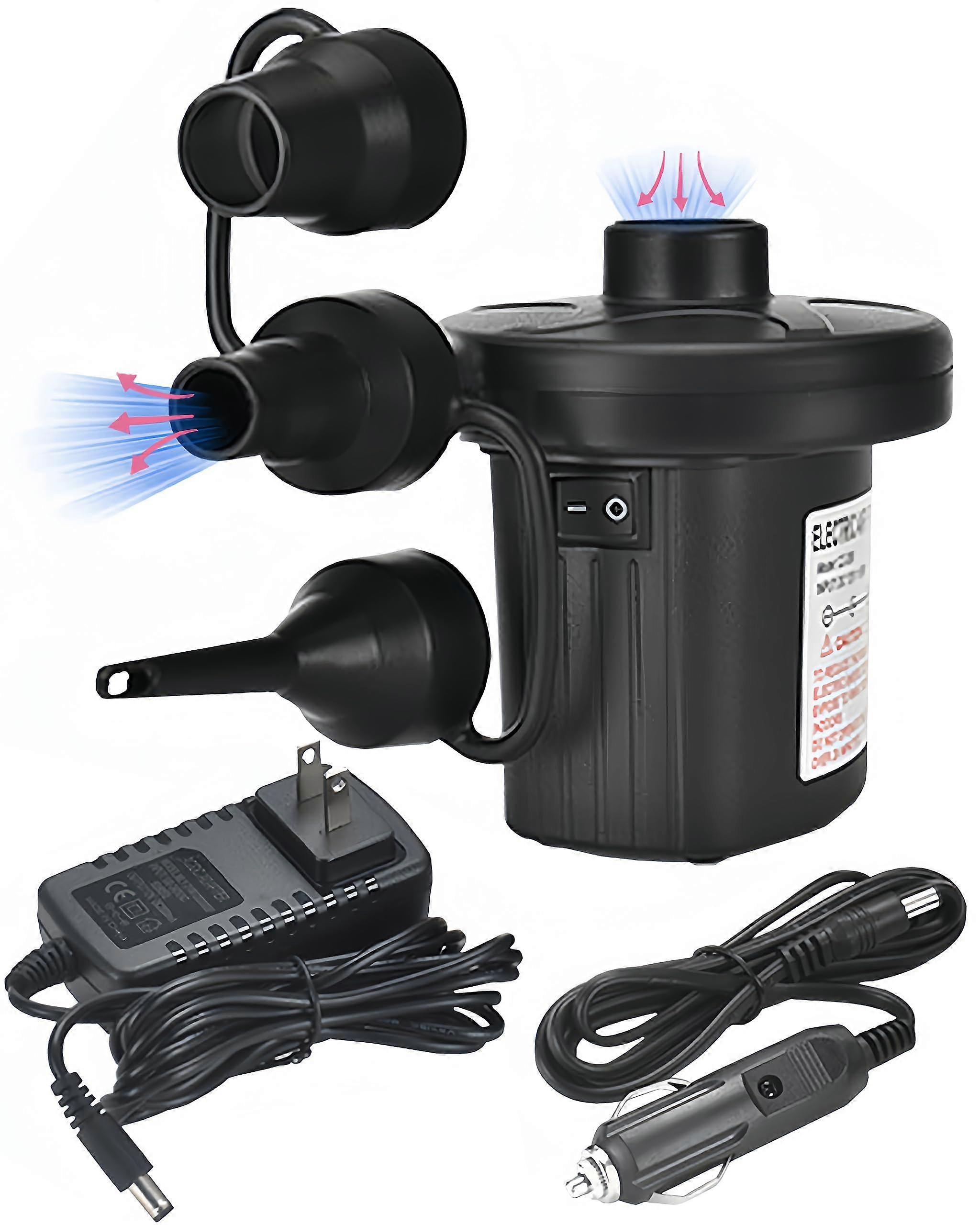Electric Air Pump for Inflatables with 3 Nozzles, Fast Inflation and Dual Power Compatibility