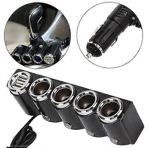 4 Way Multi Socket Car Cigarette Lighter Splitter Usb Plug Charger Dc 12v-24v