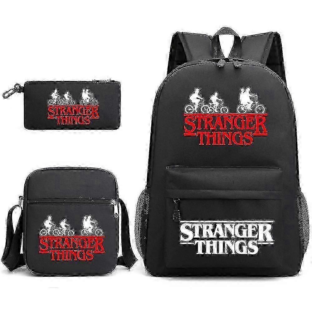 Stranger Things Backpack 3 Piece Set Student School Bag Canvas Bag JJM