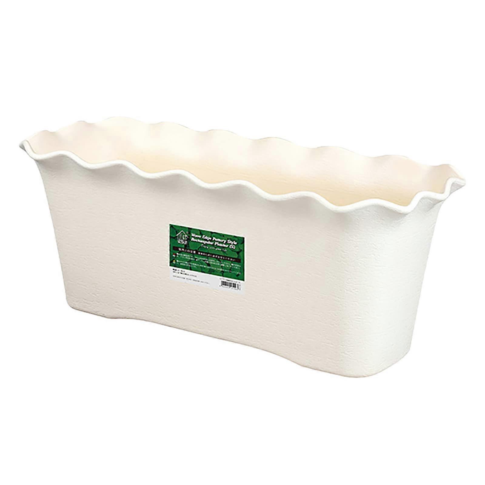 Large Outdoor Plastic Flower Pots with Self Watering and Drainage, Rectangular Planters White