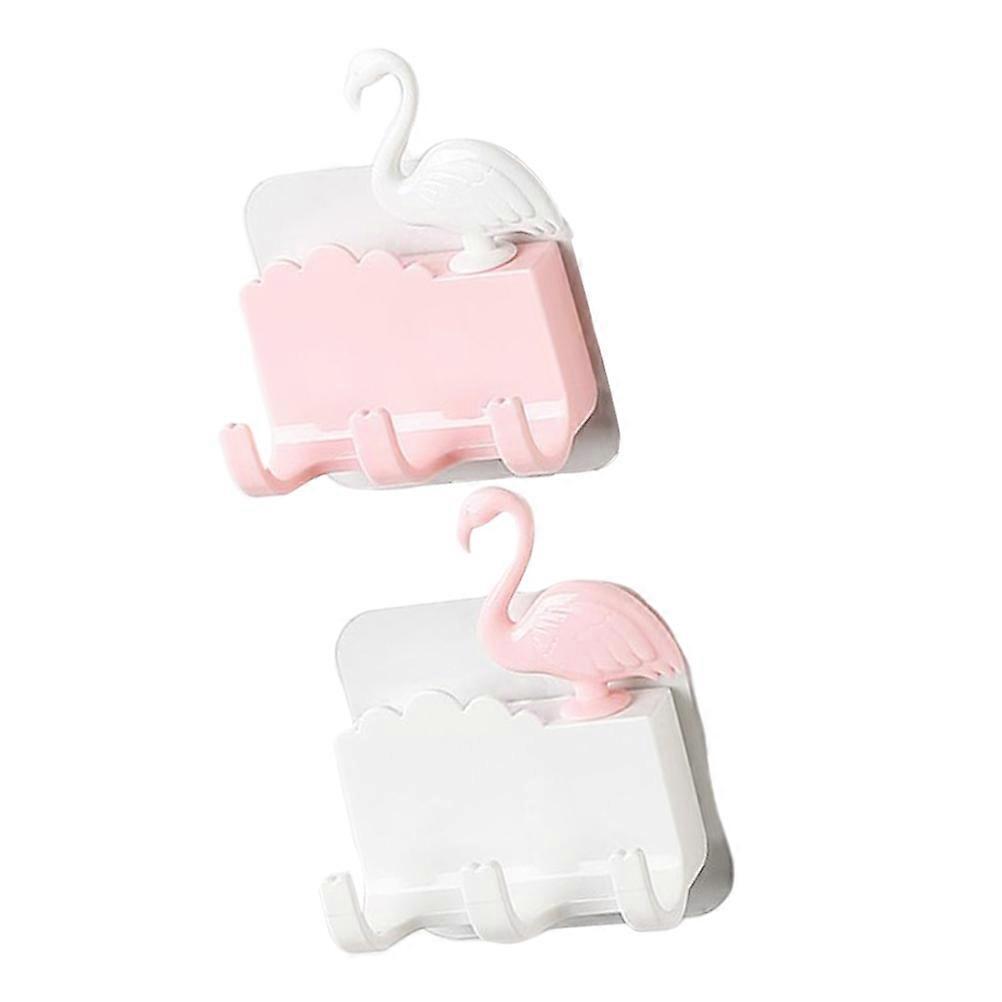 Flamingo Adhesive Hooks for Storage Use 2Pcs Assorted Color Wall Stick Hooks