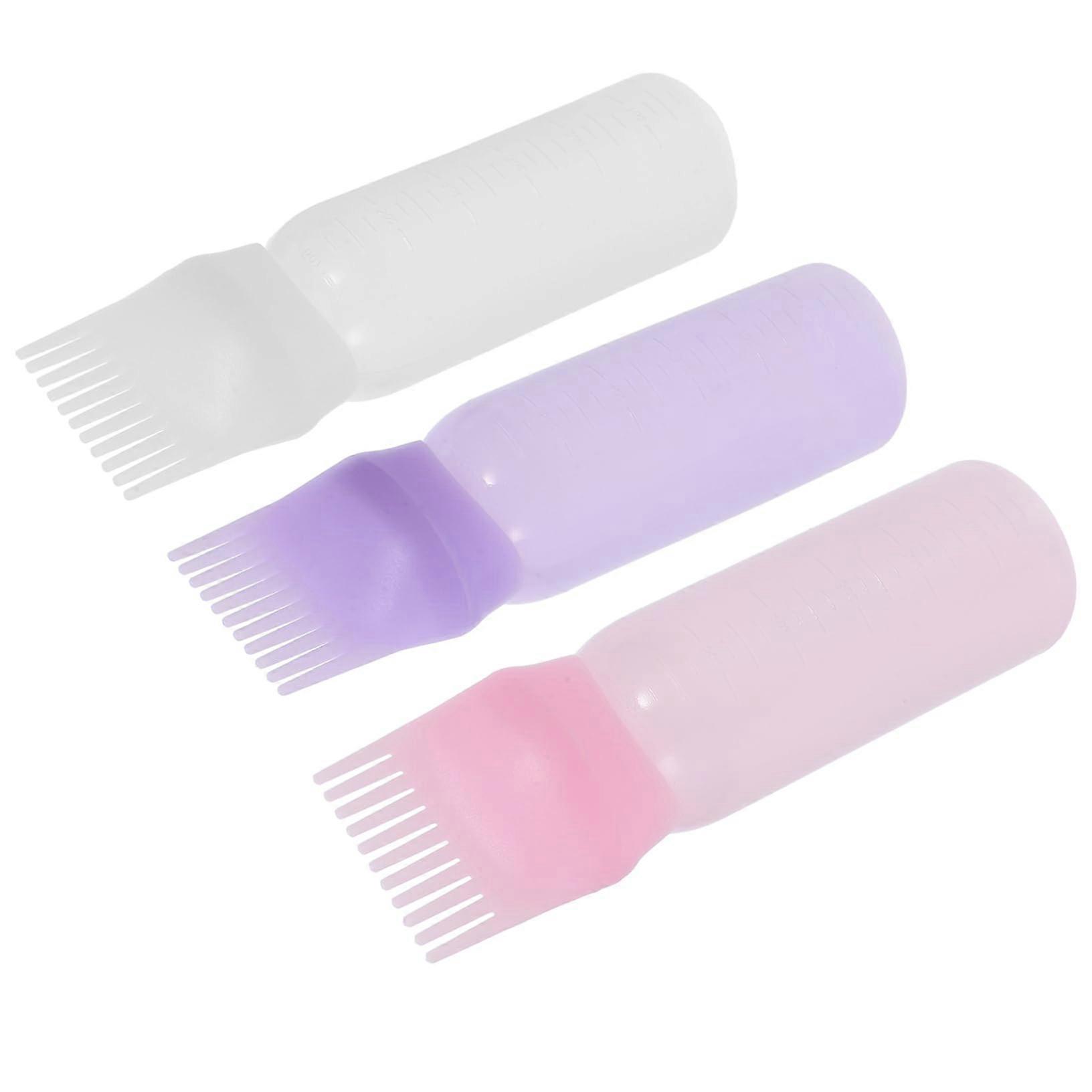 3pcs Hair Dye Applicator Bottle with Comb for Precise Root Coverage and Even Color Distribution