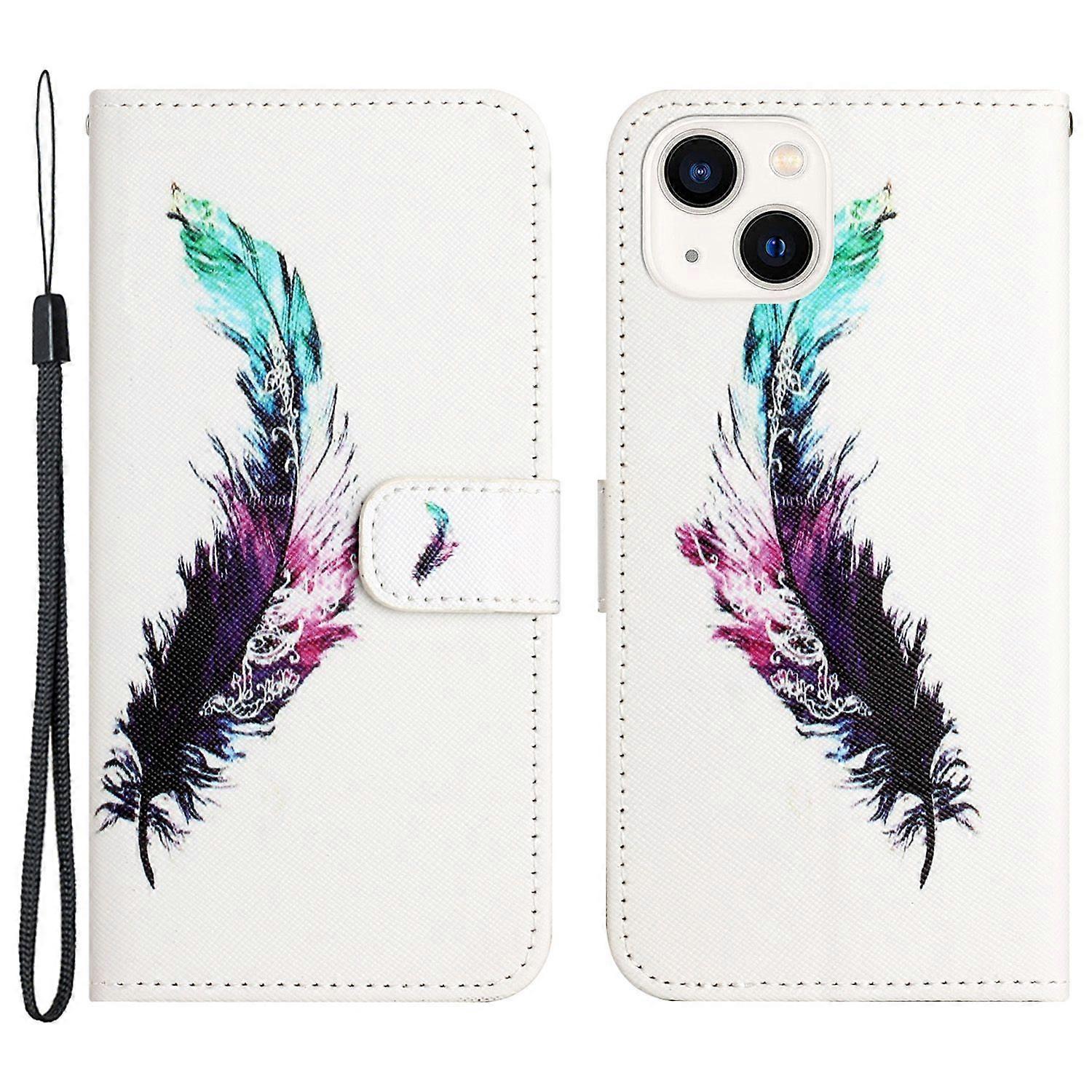 For iPhone 15 Flip Leather Wallet Case 3D Pattern Printing Stand Phone Cover