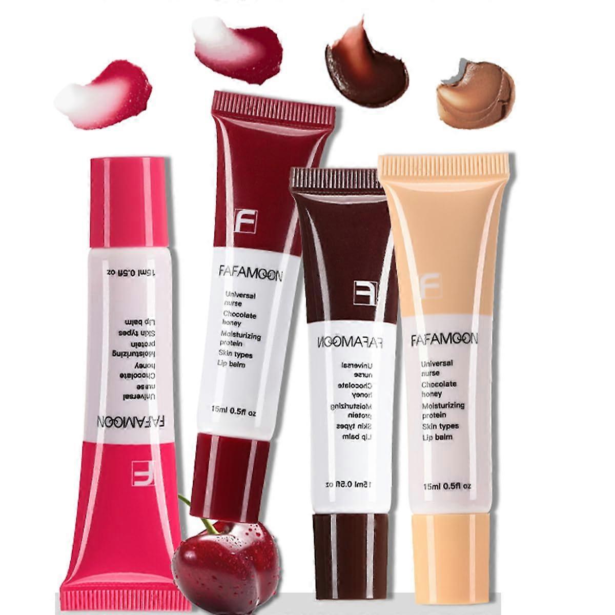 Lip Gloss Set with 4 Fruit Flavors, Vegan Moisturizing, Long Lasting NonSticky Hydration