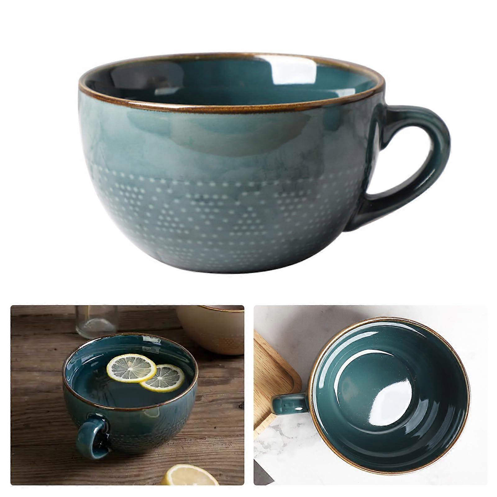 Large 700ml Coffee Mug with Handle Microwave Safe Ceramic Soup Cup Dark Green