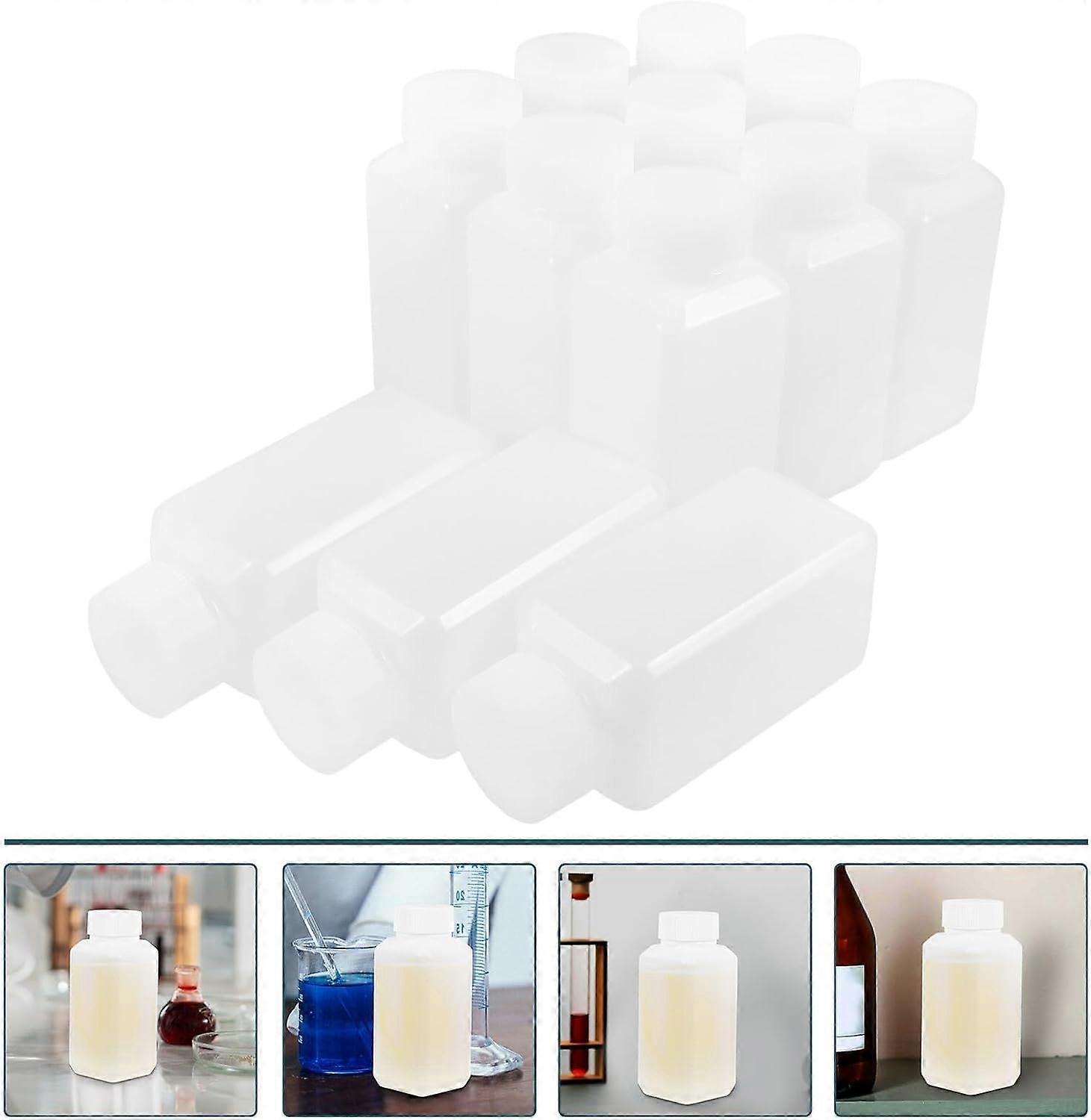 12pcs Laboratory Reagent Bottles with LeakProof Screw Caps, Small Square Plastic Sample Containers for Lab Chemical Storage