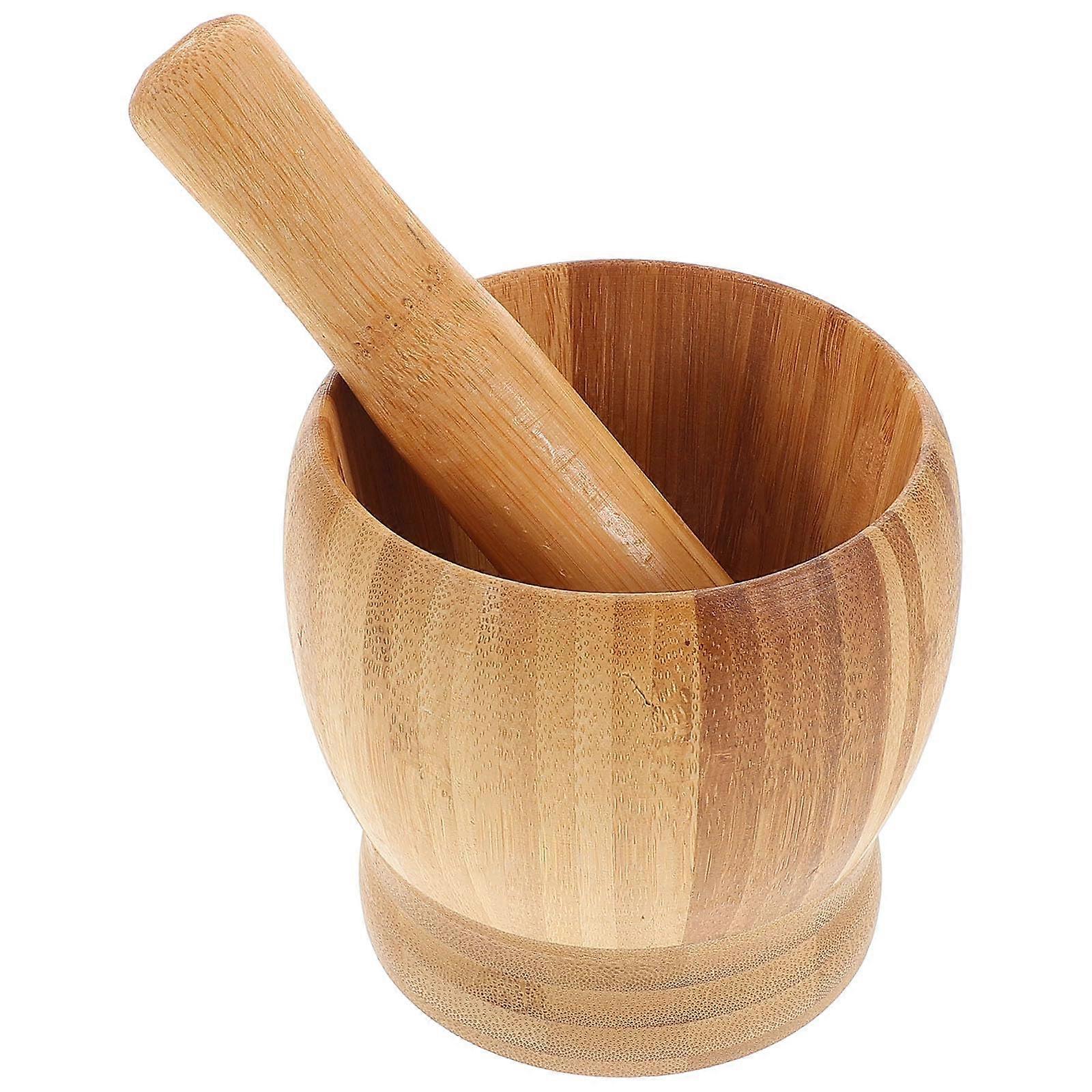 Wooden Mortar and Pestle Set for Efficient Garlic Grinding and MultiIngredient Kitchen Use