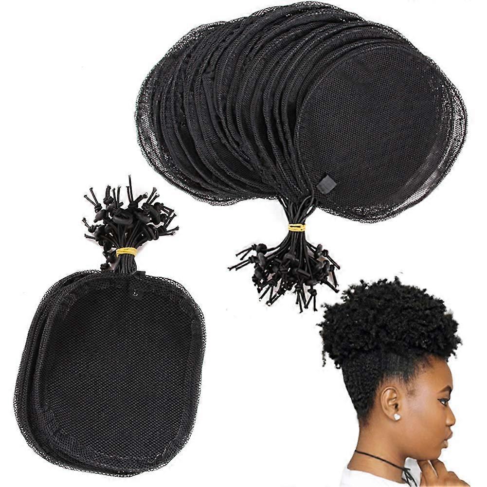 Wig Cap Hairnet Set for Ponytail Afro Puff Bun, Adjustable Strap Size S, 5pcs