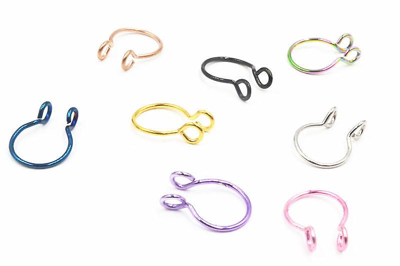 JeweBella Lot De 25 Faux Piercings Nez Anneaux – Acier Inoxydable Hypoallergénique, Argent/Or/Noir/Or Rose, Sans Trou Pour Femme & Homme