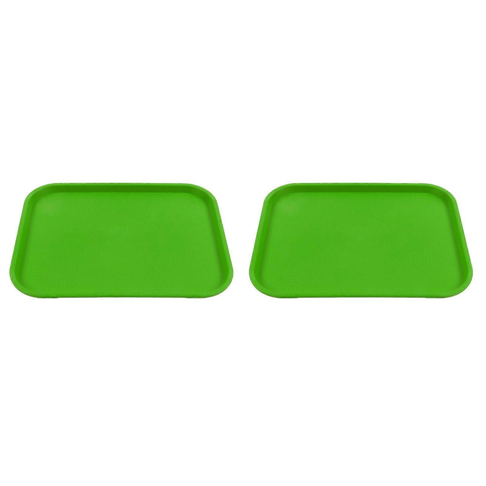 2-Piece Stackable Fast Food Tray, Rectangular, Lightweight, Non-Slip, Polypropylene, for Restaurants and Cafes, Green