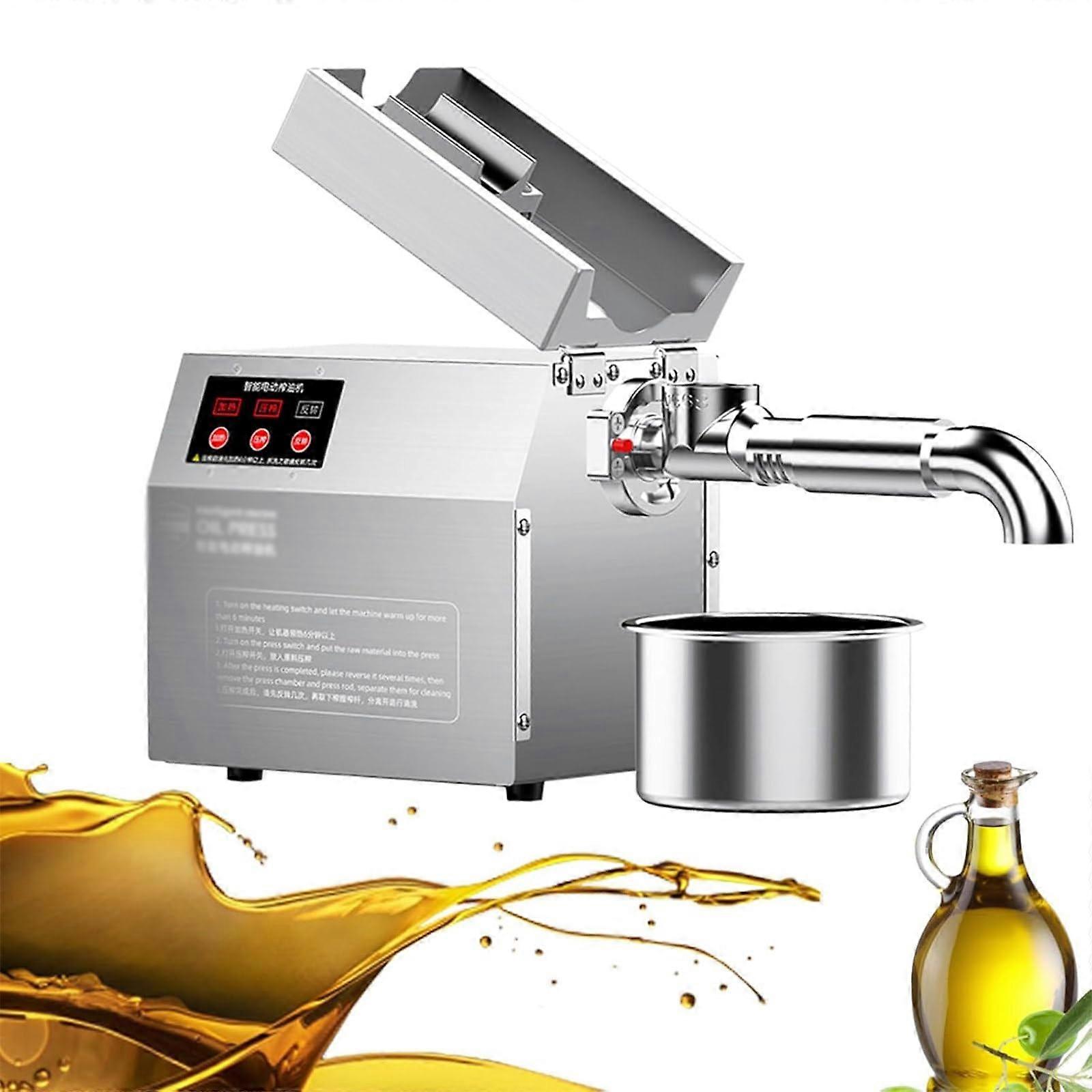 Automatic Oil Press Machine with Dual Modes, 304 Stainless Steel, Smart Temperature Control for Nuts