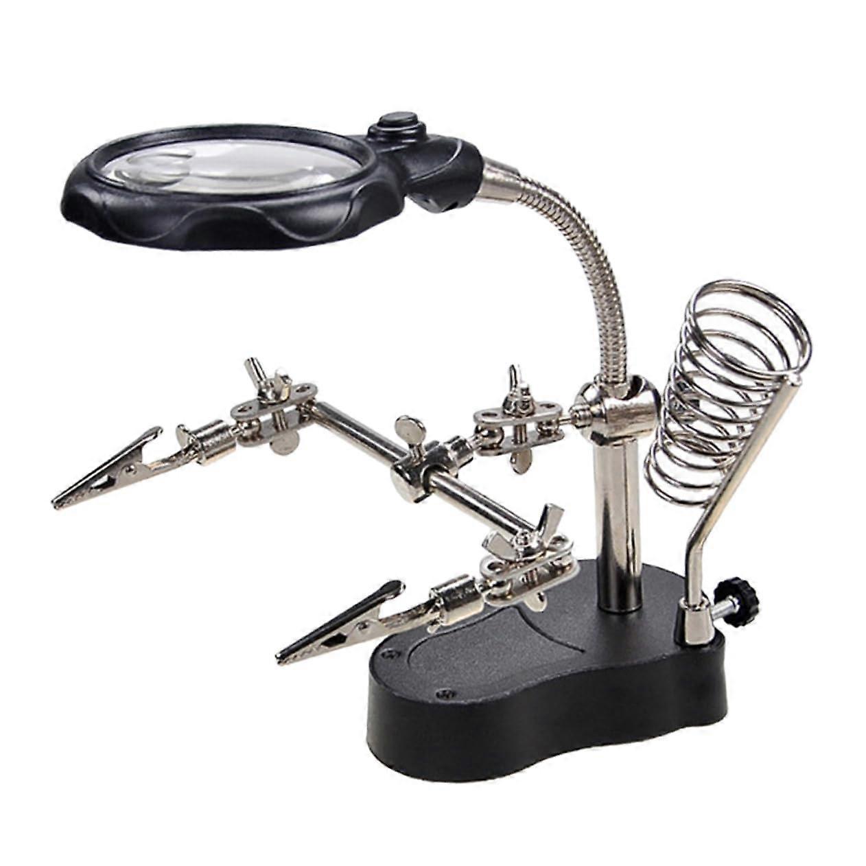 LED Magnifying Lamp with Clamp, 5X Lens and Adjustable Light for Electronics  and Crafts