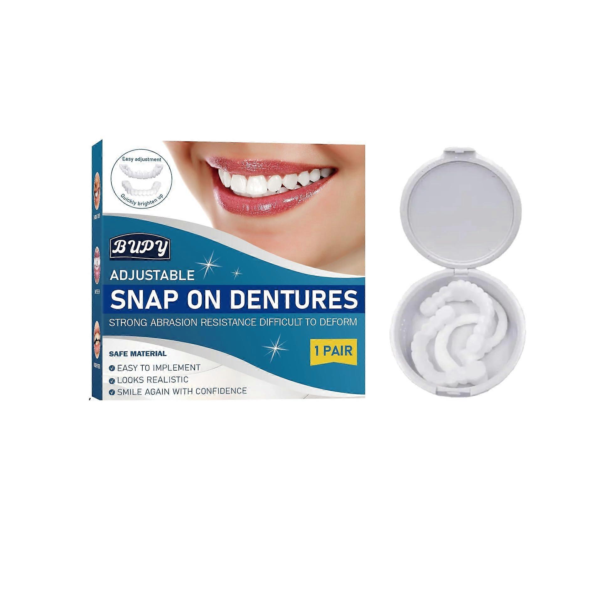 2 Pairs Adjustable Temporary Tooth Replacement Kit with Natural Tooth Appearance for Instant Smile