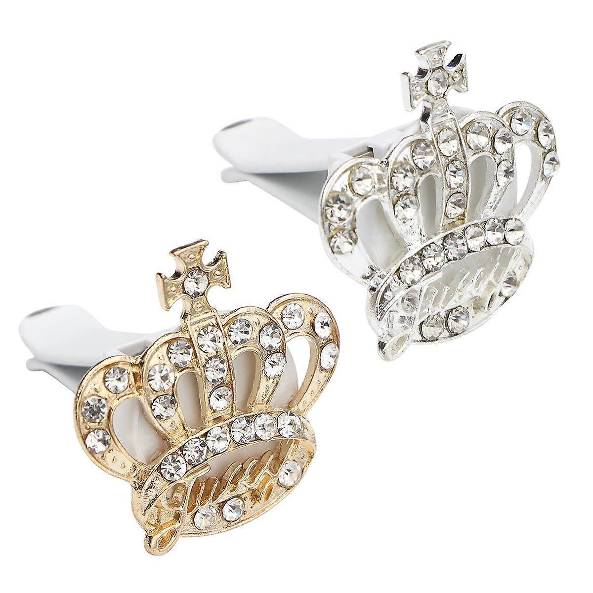 Rhinestone Car Perfume Clip for Aromatherapy Diffuser 2Pcs Golden