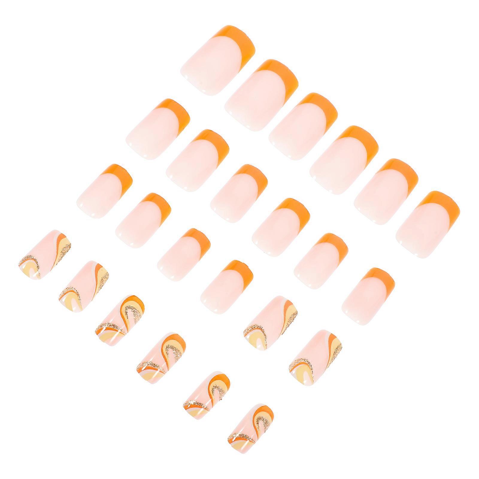 Press on Nails Women Glitter False Nails Tips Decorative 24Pcs Set