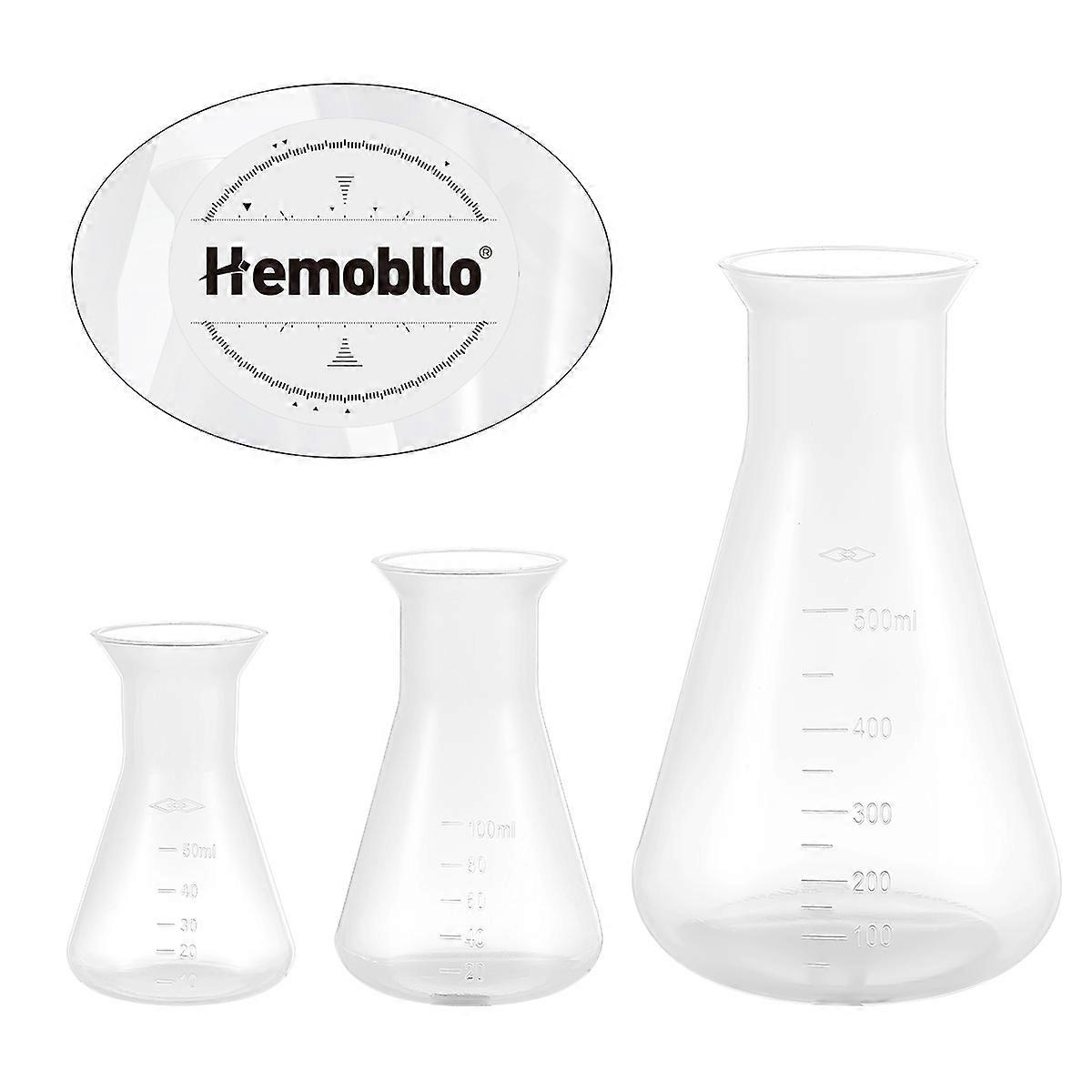 Plastic Flask for Laboratory Conical Flask for Storage Use Hemobllo 3Pcs Set