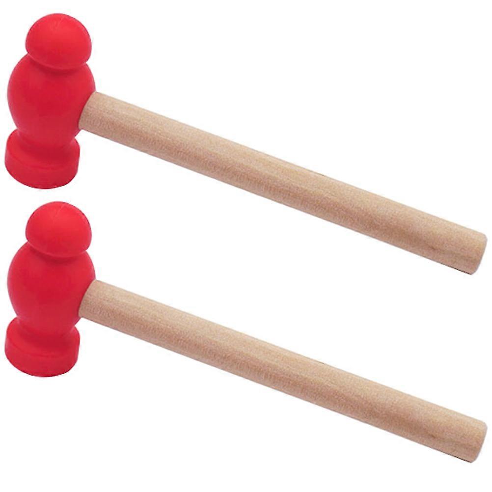 Wooden Hammer Toy for Maintenance Tools 2Pcs Red