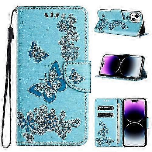 For iPhone 15 Butterfly Embossed Flip Leather Mobile Phone Case