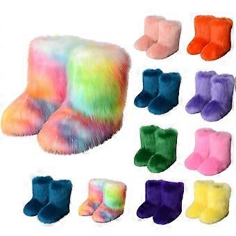 Plush Slippers Adult Women's Fashion Color Imitation Plus Cashmere Snow Boots 7-7.5(40)