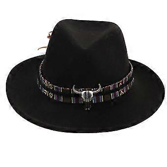 Chapéu de lã estilo cowboy, modelo western, preto e elegante.
