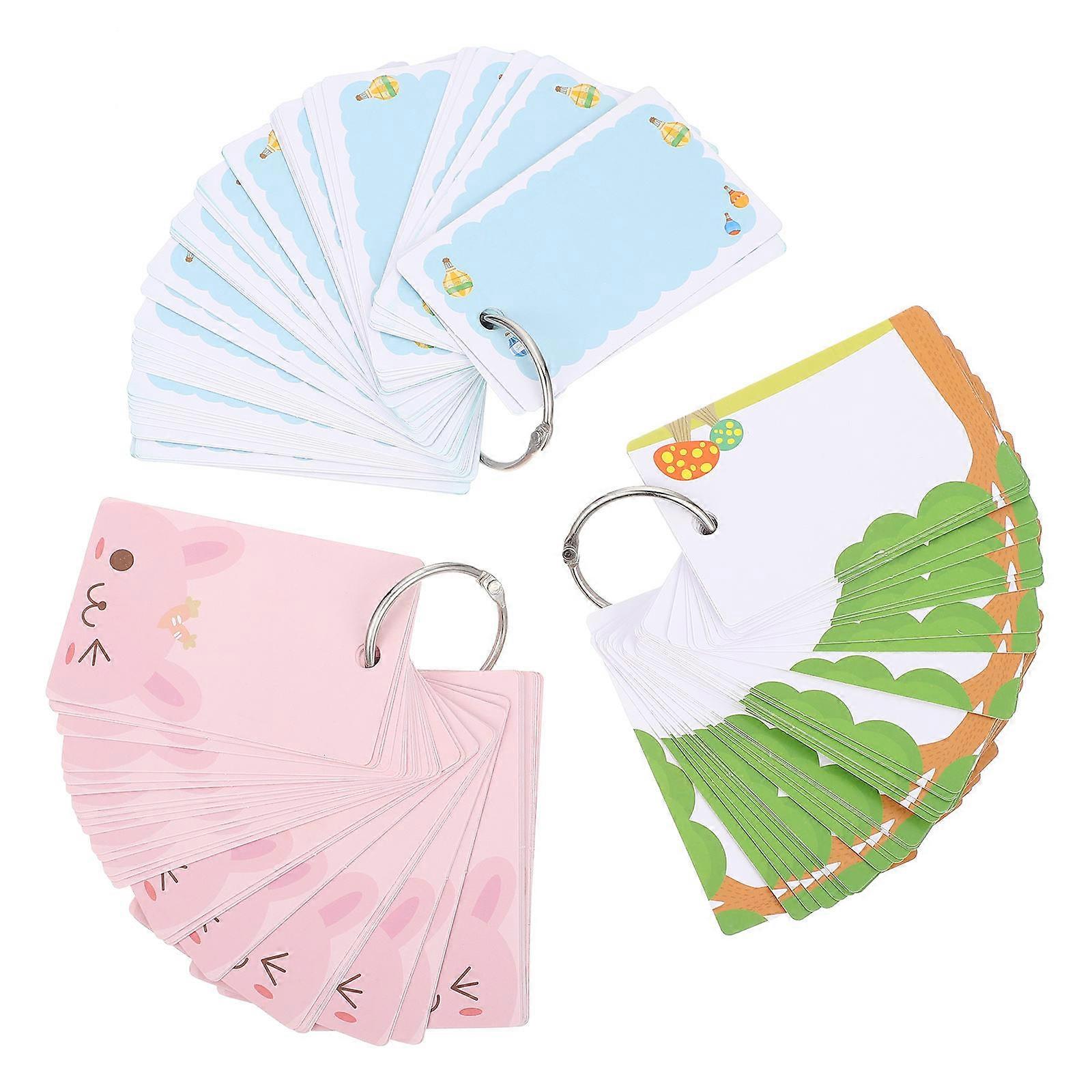 3Pcs Cartoon Flash Cards for Word Teaching Multi-Function Note Cards