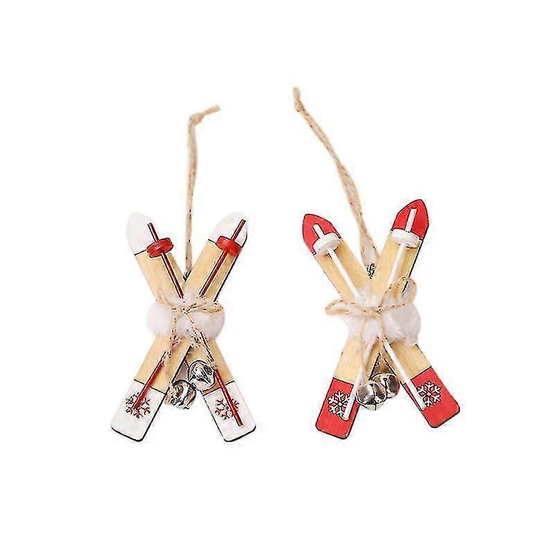 2pcs Pendentif de Noël en bois