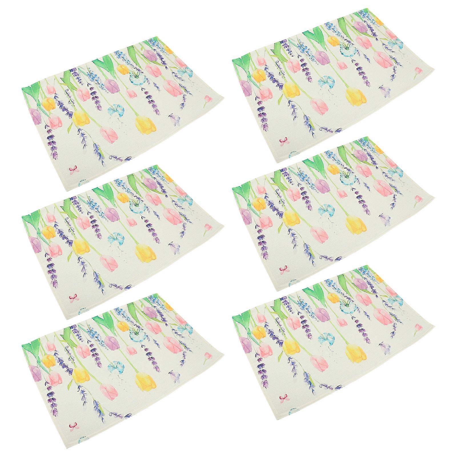 6pcs Sets de table Table Set de table Table à manger Set de table Cuisine Table Set de table Printemps thème Set de table