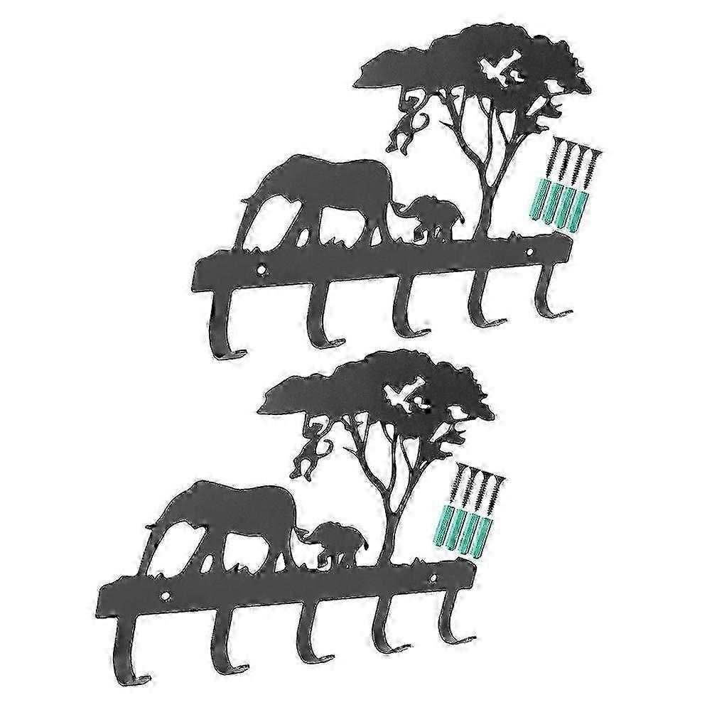 Iron Elephant Wall Mounted Coat Hook for Clothes 2Sets