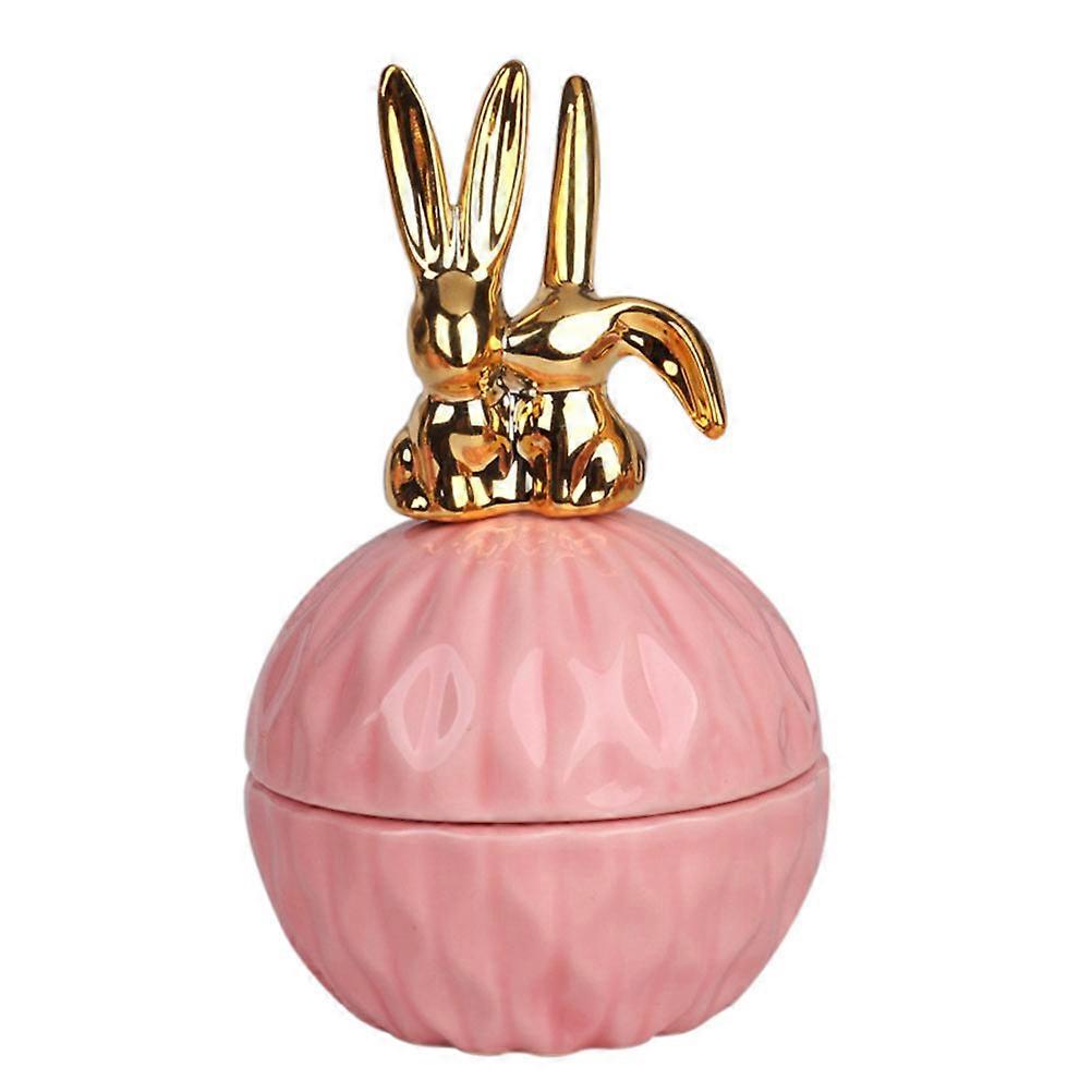 Pink Ceramic Candy Jar Ring Jewelry Box for Storage Delicate Creative Container
