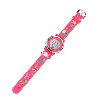 Montre numérique pour enfants, design moderne, forme ronde, couleur rouge, 21 x 3,5 cm, étanche, affichage de l'heure, lot de 1
