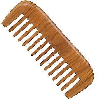 Peigne en bois pour femmes, peigne à dents larges pour cheveux bouclés - Bois de santal vert