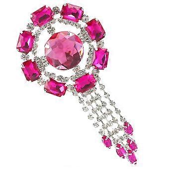 Rhinestone Brooch for Women Tassel Brooch Pin Rosy Alloy