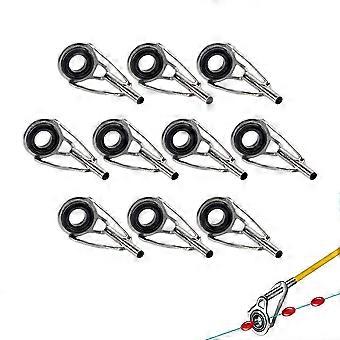 Kit de reparación de puntas de cañas de pescar con guías de cerámica y repuestos metálicos para pescadores.