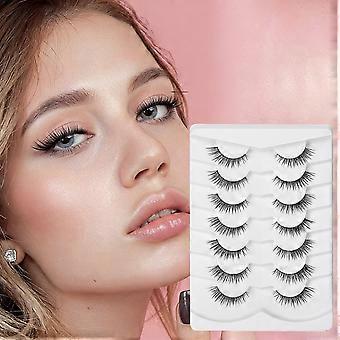 INF Thin Band Künstliche Wimpern, 7 Paar, natürlich gewellte synthetische Wimpern, leichtes, unsichtbares Wimpernband, wiederverwendbar