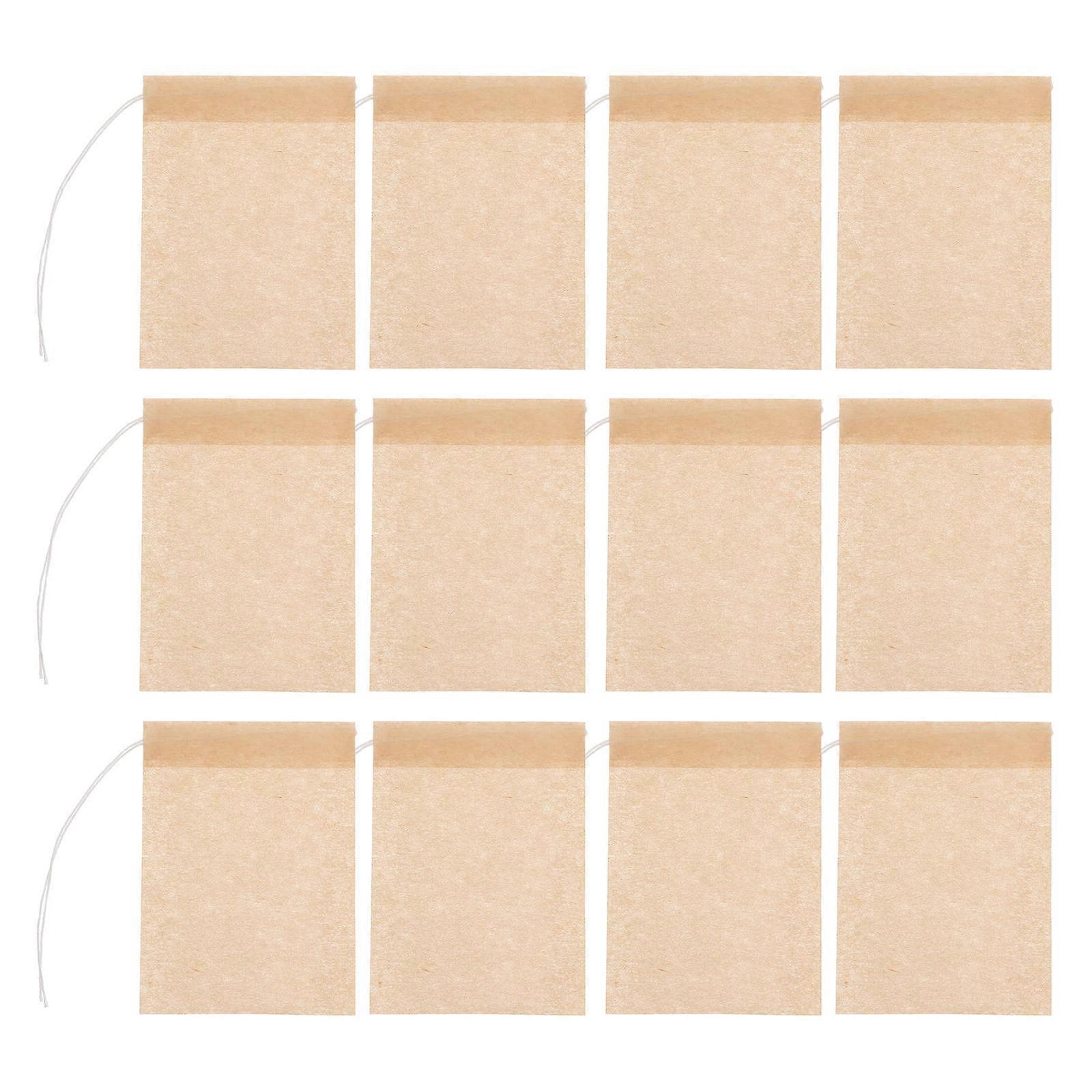 Tea Bag Drawstring Filter Paper for Tea Brewing 100Pcs Light Brown